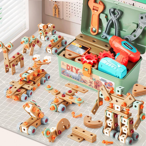 Kids Tool Set with Drill,155Pcs Toddler Tool Set with Toolbox,STEM Montessori Toys
