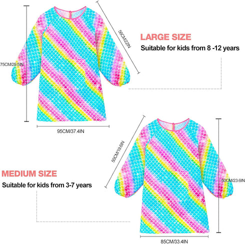 PASHOP Kids Art Smocks Unicorn Waterproof Painting Apron for Girls Boys, Long Sleeve Knee Length Smock