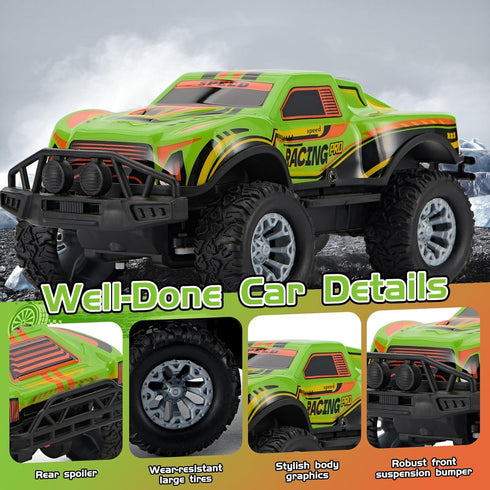 2.4GHz 1:20 Remote Control Cool Off-Road Vehicle Truck, RC Car with LED Lights, Scale Off-Road Vehicle, Red RC