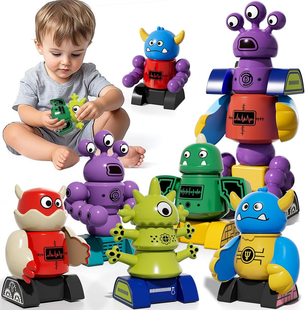 MSKOLER Magnet Robot Toys for Kids 3-5 - Magnetism Stacking Transform Boys