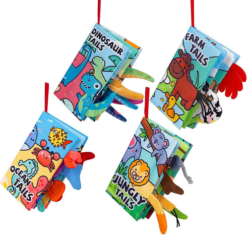 YySiRui 4-Pack Baby Crinkle Books for Babies 0-6 Months, Soft Cloth Touch and