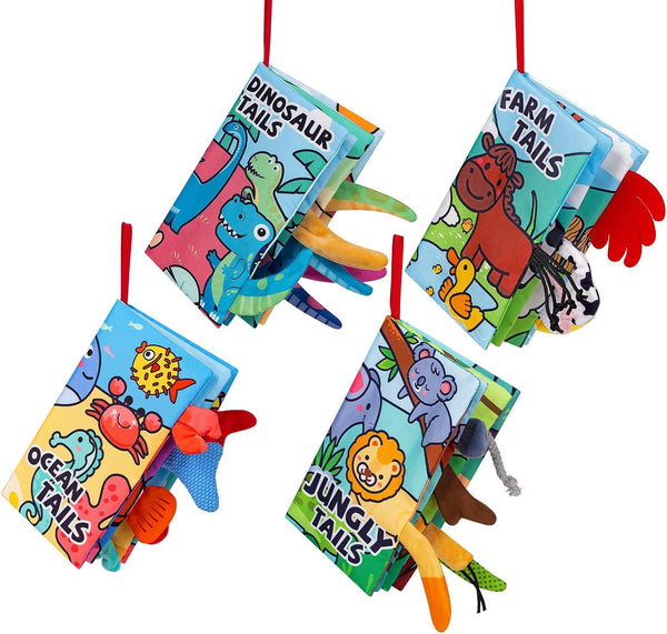 YySiRui 4-Pack Baby Crinkle Books for Babies 0-6 Months, Soft Cloth Touch and