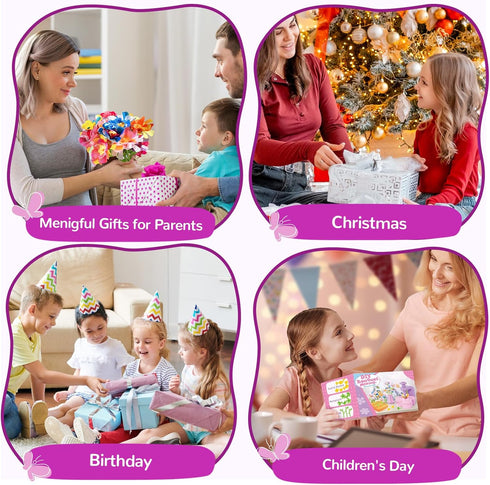 GPPNKC Set 4 5 6 7 8+ Flower Bouquet Craft Kit Flowers Market Toy Educational Toys Fun DIY Activity Christmas Birthday