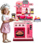 Kids Kitchen Playset - 53pcs Cooking Stove, Play Sink, Oven, Realistic Lights & Sounds, Pretend Play Toys for Toddlers