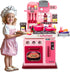 Kids Kitchen Playset - 53pcs Cooking Stove, Play Sink, Oven, Realistic Lights & Sounds, Pretend Play Toys for Toddlers