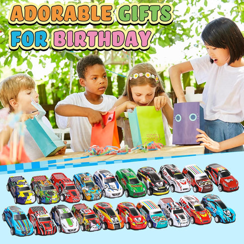 60 Pack Pull Back Toy Cars, Mini Die Cast Race Cars Bulk, Classroom Goodie Bag Stuffers, Birthday Party Favors