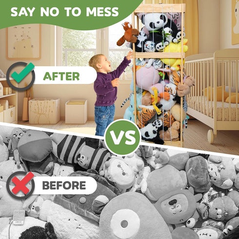 Stuffed Animal Storage with Large Capacity, Stuffed Animal Zoo Toy Storage, Large Wood Plushies Storage Organizer