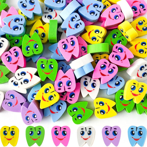 Kaemi 50Pcs Mini Erasers, Cute Large Teeth Erasers for Kids, Bulk Classroom Prizes, Fun Toys, Party Favors for Ages 8-12