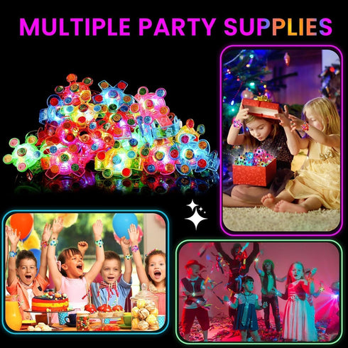 24 Pack 4-8 8-12, SCIONE LED Light Up Fidget Spinner Bracelets, Glow in The Dark Party Favors for Kids Treasure Box