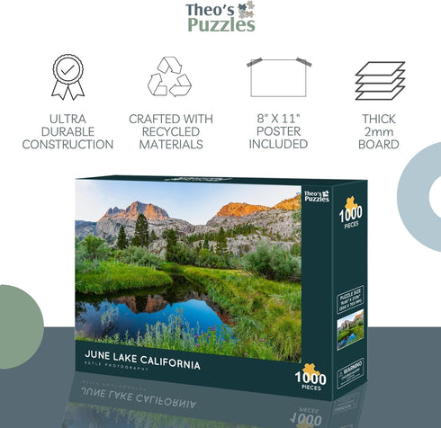 June Lake California 1000 Piece Puzzle for Adults - Stunning Scenic Photo, Engaging Puzzles for Ideal Pastime