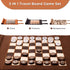 Woodronic 3 in 1 Travel Chess Set, Roll-up Leather Backgammon with 32 Premium Pearl Pieces, 5 Dices, Portable 13x10 Inch