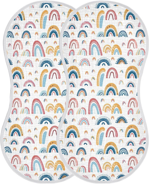 KEIGE 4Pcs Girls,11x22in,A113408 Rainbow Hearts Burp Cloth,Unisex Large Absorbent Soft Cotton Muslin Burping Cloths
