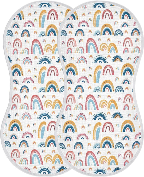 KEIGE 4Pcs Girls,11x22in,A113408 Rainbow Hearts Burp Cloth,Unisex Large Absorbent Soft Cotton Muslin Burping Cloths
