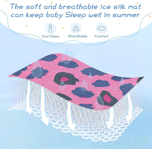 SyXIOP 28" 52" Peach Leopard Print Cooling Baby Waterproof Crib Mattress Protector x Reusable Bed Pads for Kids