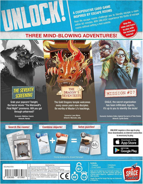 10+, 1-6 1 UNLOCK! Epic Adventures Card Game - Escape Room-Inspired Cooperative Adventure, Fun Family Game for Kids