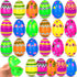 NAWITDA 24 Pack 2.4 Inch Plastic Printed Easter Eggs, Empty Fillable Eggs Bulk