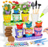 RGBDOT Kids Gardening Set Paint and Plant Stoneware Flower Growing Kit with 6