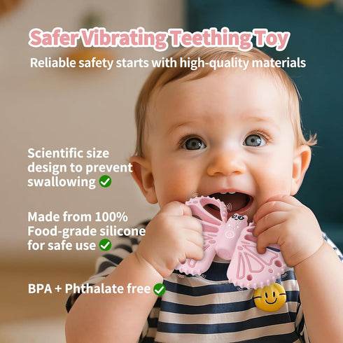 ETETOO 10X Settings, Vibrating Teether for Baby - Sensory Chew Toy for Autistic Children & Vibrating Chewy, Vibration
