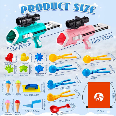 28 Pack Snow Toys-Snowball Maker Toy for Kids Winter Outdoor Toys with Snowball Launcher, Duck Snowball Maker, Animal