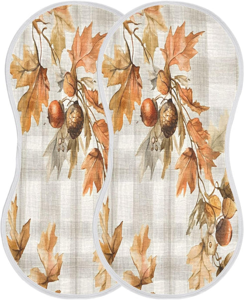 YETTASBIN Autumn Maple Leaves Muslin Baby Burp Cloth, Super Soft Absorbent Cotton Burp Rag Baby Bibs Feeding Cloth