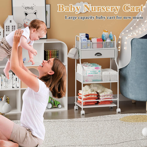 '-3 2+1 1 Baby Diaper Caddy Cart Organizer Tier, Bedside Nursery Essentials Organizer & Storage Holder for Newborn Baby