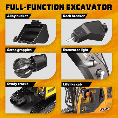 3 1 680, 3+ GraceDuck Remote Control Excavator Toys for Boys, in RC Excavator Toy with Alloy Bucket, Rock Breaker