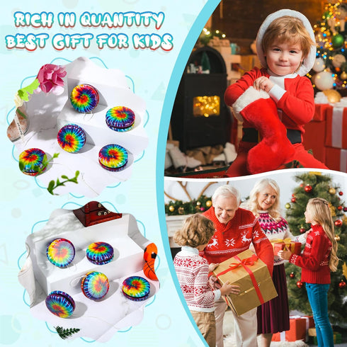 Lenwen Yoyos for Kids - Beginners Metal Yo Yo Toys with Colorful Designs, 100 Pcs for Parties
