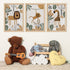 YWJKWLGS Set 3, 16x24 Inch Boho Safari Nursery Wall Art of Natural Solid Wood Framed Animal Print, Giraffe Monkey Lion