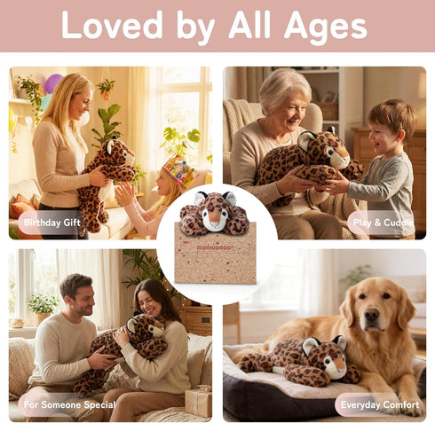 20" 3.3lb Niuniu Daddy | Leopard Weighted Stuffed Animals for Kids & Adults, Weighted Plushies Pillow for Sleeping