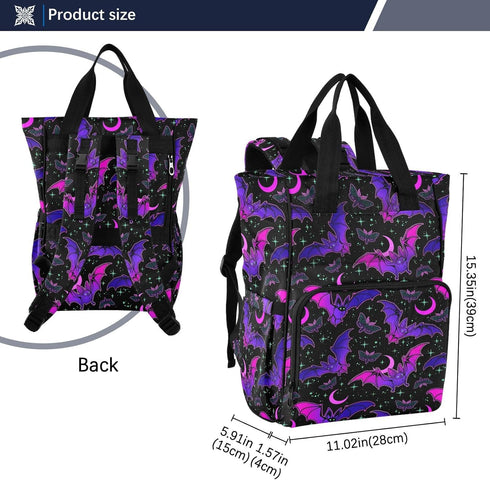 Backpack Backpacks MNSRUU Diaper Bag Purple Bat Gothic Diaper Bag Multifunction Travel Diaper Bag Tote Large Capacity