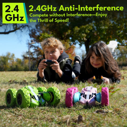 6-12, 4WD 360 Threeking New Remote Control Car RC Flip Stunt Double Sided Driving Cars Toys for Girls Ages USB-C