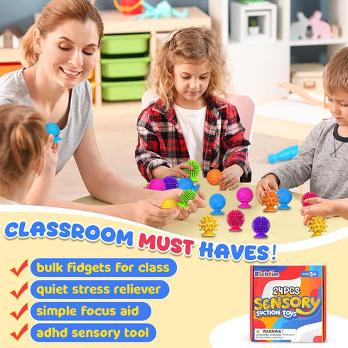 24 Pack Sensory Fidget Toys for Kids Adults: Textured Sensory Toys for Autism Kids - Quiet Fidgets for Classroom Prize