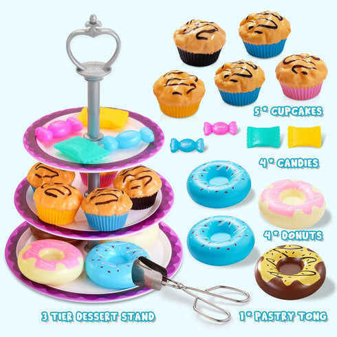 35Pcs Set Set, 3 4 5 6 JOYIN Mermaid Tea Party for Little Girls, Pretend Tin Teapot Princess Tea Time Play Kitchen Toy