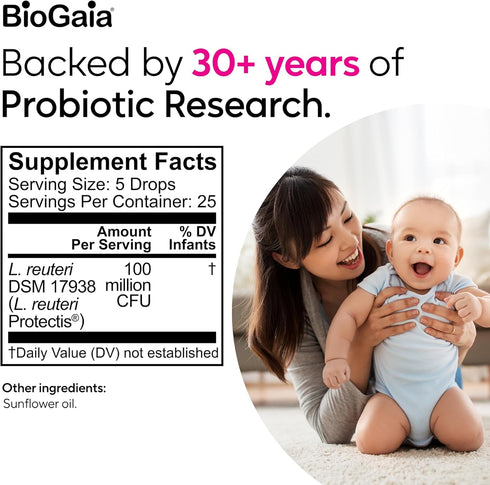 5mL BioGaia Protectis Baby Probiotic Drops | Baby Essentials for Colic & Gas Relief | Safe for Newborns | Ease Crying
