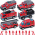 LovesTown 50PCS Fire Truck Toy Set, 6PCS Die-cast Small Rescue Emergency Vehicles