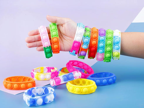 kapibarasensei 80Pcs Pop Bracelet Fidget Toy, Wearable Fidget Bracelets Push Poping Bubble Sensory Toys Stress Relief