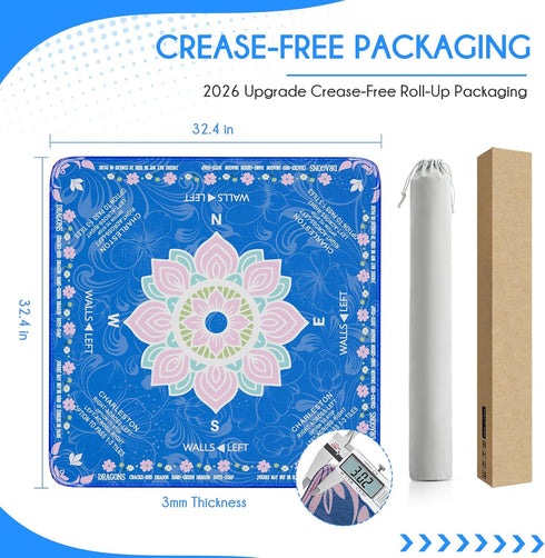32.4''x32.4'', Mahjong Mat for Table Rolled Shipping, No Creases Mah Jongg Mat with Carrying Bag for American Mahjong