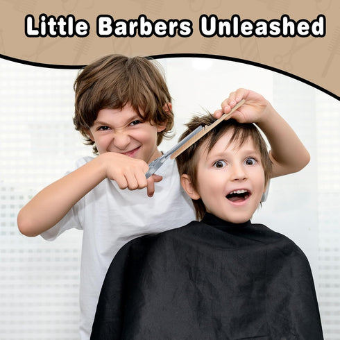 WishaLife Kids Barber Shop Playset - Hair Cutting Kit for Boys, Kids Shaving Kit, Hair Salon Pretend Play Toy Gift for