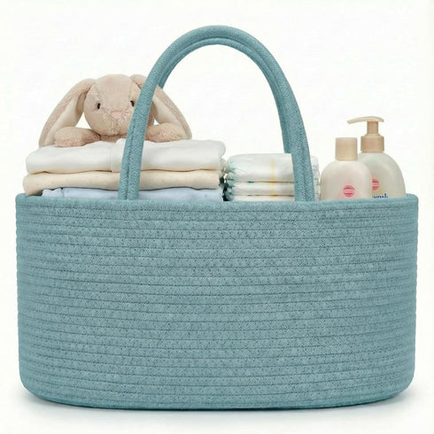luxury little Diaper Caddy Organizer, Large Cotton Rope Nursery Baby Basket, Changing