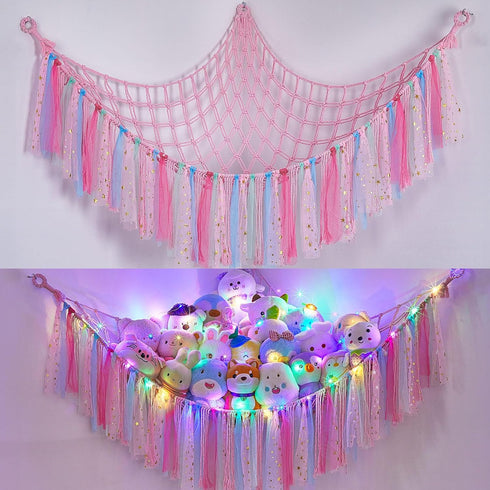 FIOBEE Stuffed Animals Net or Hammock with LED Light, Toy Hammock Hanging
