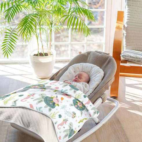 KICPOAY 30x40 Inch Swaddle Blanket for Turtle Sea Horse Baby Receiving Blanket Muslin Baby Swaddles Soft Cotton