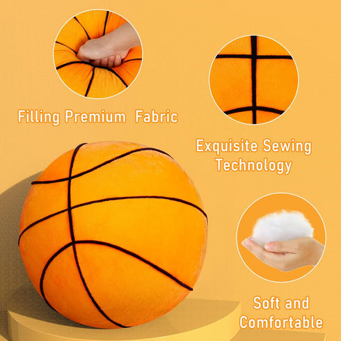 11.8", 3D OurHonor Basketball Pillow, Basketball Plush Basketball Stuffed Animal, Fluffy Cute Stuffed Sports Ball