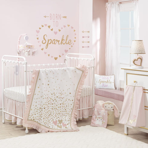 Pink/Gold Heart Confetti Fitted Crib Sheet by Lambs & Ivy