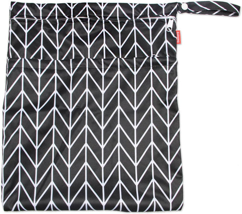Damero 3pcs Travel Wet and Dry Bag with Handle for Cloth Diaper, Pumping Parts, Clothes, Swimsuit, Black Arrows