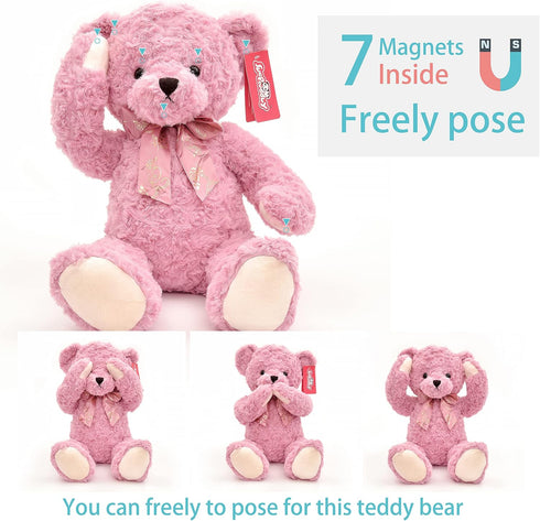 20" suepcuddly Posed Teddy Bear Stuffed Animal Cute Plush Toy for Girl Kids (Pink)