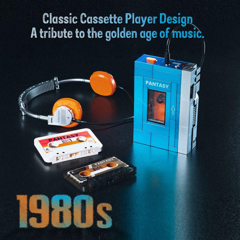 Cassette Set, 1970s Cassettes PANTASY Retro Player Building Portable Tape Player Model with Interchangeable