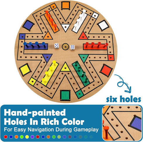 Kathfly Fast Track Board Game Set for 3-6 Players with 24 Pieces and 2 Dice, Fast Track Game Night