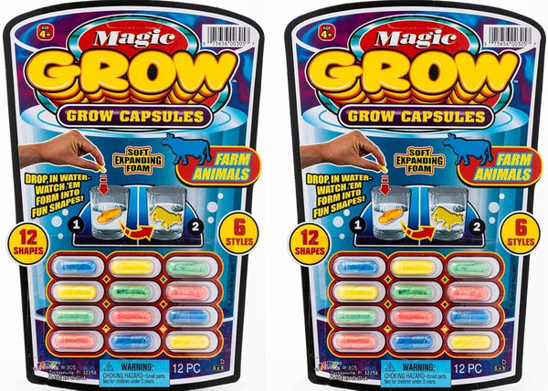 JaRu Magic Grow Capsules, 2 Packs 24 Assorted Capsules, Water Growing Animals, Great Party Favor Kids Toy