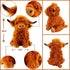 VYRNARA 10.5 Inch Highland Cow Stuffed Animal Plush Toy by - Cute Fluffy Brown Plushie - Soft PP Cotton Farm Animal