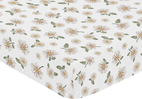 Sweet Jojo Designs Fitted Baby Crib Sheets (Vintage Daisy Floral) for Girls, Infant Nursery, Toddler Room - Standard